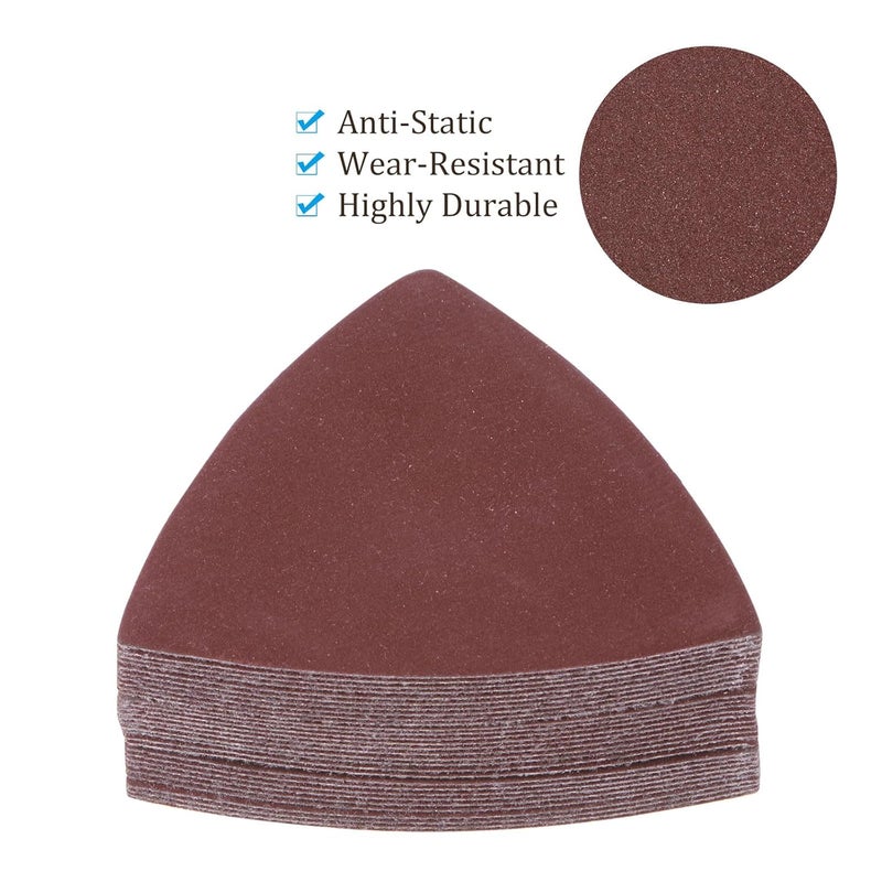 Kozelo 120pcs Mouse Sander Detail Sandpaper - [ 600 Grit, 3-1/8" ] Triangle Hook and Loop Assorted Sanding Pads Sheet for Wood Furniture Polishing Use | Aluminum Oxide Sandpaper - Image 2